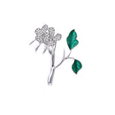 Vintage Silver&Enameled Dark Green Leaf Brooch Kirstie Daisy Pin Brooch