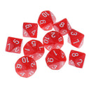 10 Pieces Plastic Multi-sided Dice D10for Party Bar Game Props 0.62'' Red