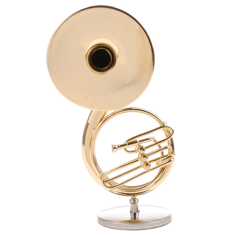 1/12 Dollhouse Miniature Musical Instrument Copper Sousaphone Model Stand Set for Rooms Garden Artist Offerings Decor