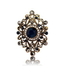 Royal Blue Rhinestone Crystals Brooch Vintage Style Broach Pins Women Jewelry
