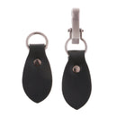 1 Set Black Leather Toggle Buttons Silver Metal Hook Duffle Coat Fastener