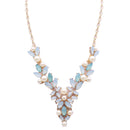 Leaf Vine Wrapped Crystal White Pearl Collar Choker Necklace for Women Girl