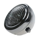 Retro Motorcycle Head Light with Grill Cover Fit for Cafe Racer Chrome