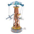 Vintage Wind Up Spining Plane Tower Clockwork Classic Tin Toy Party Favor