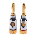 2 Pieces Banana Plugs Audio Jack 24k Gold Screw Speaker Connector with Hole