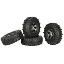 4 Pieces 1:10 Rubber Rock Crawler Tyres with Alloy Wheel Rim for RC4WD D110 AXIAL SCX10 Traxxas