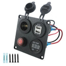 Dual USB Socket Charger 3.1A 5V + LED Voltmeter + Power Outlet + ON-OFF Switch for Car Boat Marine