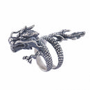 Sterling Silver Dragon Long Ring Punk Rocker Biker Finger Wrap Accessory