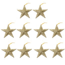 Glitter Star Shape Christmas Tree Hanging Charms Home Decor Ornaments Gold Pack Of 10PCS