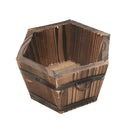 Durable Wooden Bucket Pot Flower Planter Barrel Home Patio Garden Outdoor Balcony Office Bar Cafe Decor Supplies