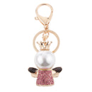 Queen Crown Angel Pendant Rhinestone Crystal Key Chain Birthday Gift Pink