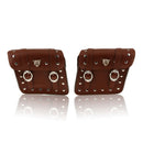Pair PU Leather Motorcycle Bike Side Saddle Bag Panniers Khaki for Harley