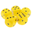 5 Pieces Six Sided Wooden Dice Wood Dices 5cm Set Playing Game Toy Yellow