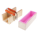 Wooden Soap Loaf Cutter Mold and Soap Cutter Set - Rectangle Silicone Soap Mold with Wood Box & Straight Soap Cutter & Wavy Soap Cutter