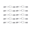 10 Piece Silver Kumihimo Leather Cord End Caps with Lobster Clasp Jewelry Making Findings