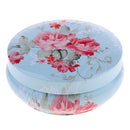 Round Metal Storage Case Container Floral for Coffee Beans Tea Sundries Blue
