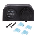 Waterproof Car Marine Boat Cigarette Socket + Blue LED Digital Voltmeter Voltage Meter