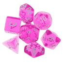 7PCS Polyhedral Dice 16mm D20 D12 D10 D8 D6 D4 for Dungeons & Dragons Board Games Clear Rose