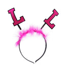 Novelty Pink Fluffy L-Plate Bride to Be Headband Hen Night Head Boppers