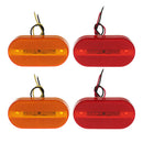 2 Piece Red + 2 Piece Amber 6LED Rectangle Clearance 12V Side Marker Lights for Trailer Camper