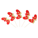 5/set Glitter Red & Gold Gloves Cake Topper Cupcake Picks Christmas Ornaments