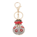 Rhinestone Crystal Keyring Plum Flower Money Bag Handbag Keyfobs Red