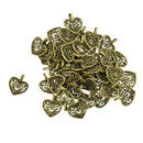 50 Piece Alloy Hollow Heart Shape Pendants Charms for Jewelry Making Accessories