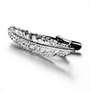 Novelty Metal Feather Design Silver Tone Necktie Tie Bar Clasp Clip Pin
