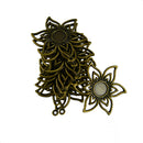 10 Piece Filigree Flower Pendant Cabochon Bezel Setting DIY Charm Connector