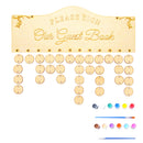 Our Guest Book Wooden Plaque Signs Board Calender with 2Pieces Paints for Wedding Decoration