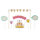 7/set Cute Kids Children's Birthday Cake Topper Banners Cloud Picks Decorating Supplies