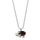 Vintage Healing Chakra Red Agate Gemstone Elephant Pendant Necklace Long Chain Jewelry
