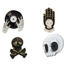 4pcs Cartoon Skull Brooches Collar Pins Set Enamel Button For Jacket Shirt