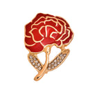 Diamante Crystal Enamel Red Brooch Carnation Flower Mothers Gift Bridal