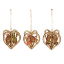 3 Sets Christmas Hanging Ornaments Christmas Decoration Wooden Heart Pendant Crafts Embellishments Christmas Tree Decorations