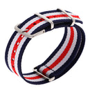 Durable Nylon Watch Band Strap 20mm Blue White