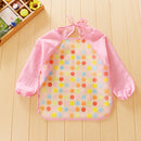 Kids Children Soft Washable Pink Polka Dots Lunch Feeding Apron Overclothes 12.99inch