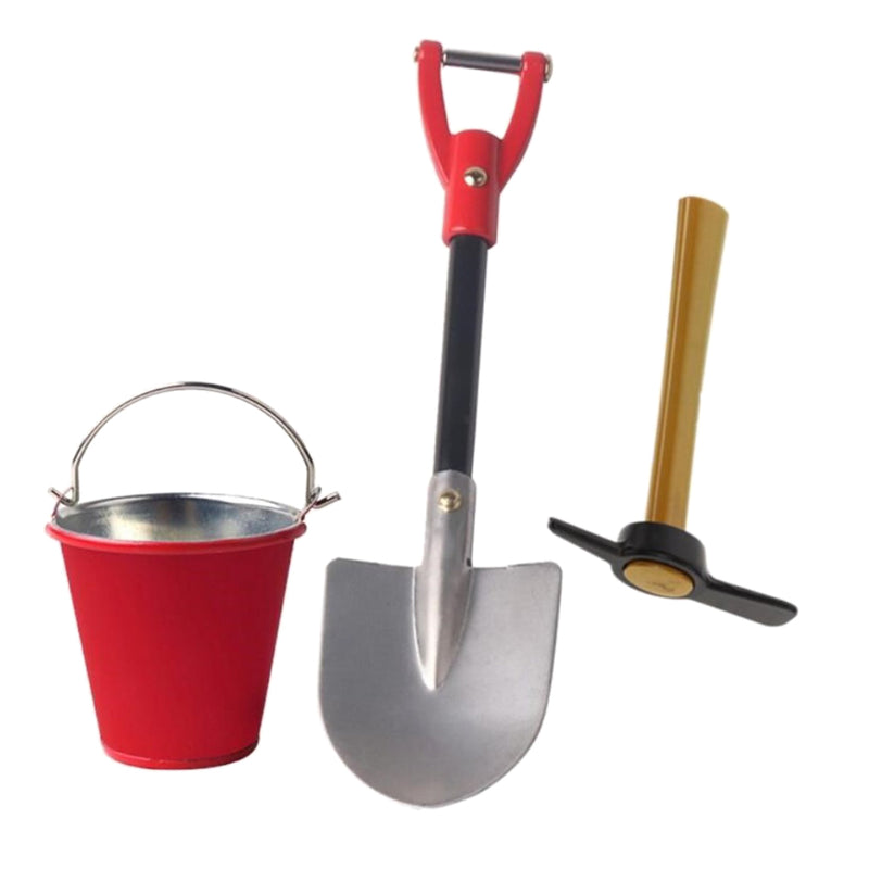 1/10 Scale Mini Metal Bucket Shovel Pickaxe Models for Axial SCX10 D90 D110