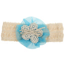 Fashionable Lace Flower Design Charms Kids Baby Girl Toddler Headband Hair Band Headwear Hair Decor Accessory Blue