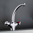 Double Handle Brass Thermostatic Basin Faucet Cold and Hot Water Mixer Tap