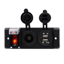 Dual USB Socket Charger 2.1A & 1A + Cigarette Lighter Socket (Power Socket) + ON-OFF Toggle Switch for Car Boat Marine RV