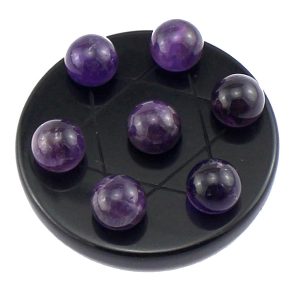 1 Set Seven Star Array Crystal Group Stone with Base Natural Display Purple