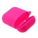 Silicone Protective Cover Case + Anti Lost Ear Loop Cable Connector for Apple AirPods Charging Box Rose Red