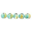 Pack of 5PCS Two-Tone Color Silver Foil Round Glass Loose Beads For Jewelry Necklace Bracelet DIY Making 12mm Coffee