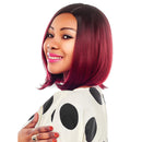 Women Ladies Fashion Wine Red Short Straight Wig Heat Resistant with Hairnet for Cosplay/Daily Wear