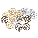 15 Pieces Vintage Pentagram in Circle Pendants Charms DIY Jewelry Finding Craft