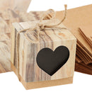 Kraft Brown Heart Rustic Candy Gift Boxes with Rope Wedding Favor Pack of 50