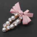 Women Jewelry Korean Style Pink Bowknot Hair Clip Rhinestones Clamp Hairpin
