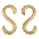 2 Pieces DIY Solid Brass S Shaped Thread Hook 3x2.3 cm