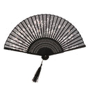 Fashionable Bamboo Foldable Chinese Handheld Fan Women Girls Prom Wedding Party Decor Accessory Black